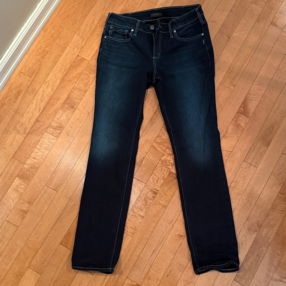 Silver Jeans Women’s Skinny Jeans in Dark Indigo with Contrast Stitching